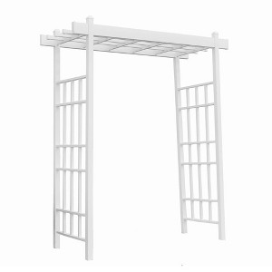 Dura-Trel Bakersfield 28 by 72 by 82 Inch Heavy Duty Weather Stabilized PVC Vinyl Outdoor Garden Arbor with Ground Anchors, White - 1 of 4