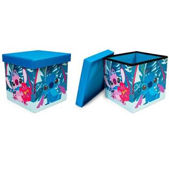Ukonic Disney Stitch and Angel 15-Inch Storage Bin Cube Organizers with Lids | Set of 2