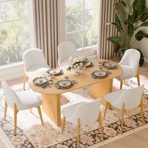 Wooakway 7 Piece Dining Set Solid Wood Kitchen Table and 4 Chairs in Black/Natural Wood Space Saving Wooden Dinette for Small Spaces Breakfast Nook - 1 of 4