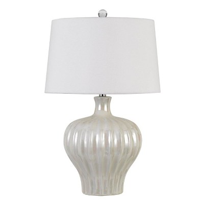 27" Ceramic Table Lamp with Hardback Fabric Shade Pearl - Cal Lighting