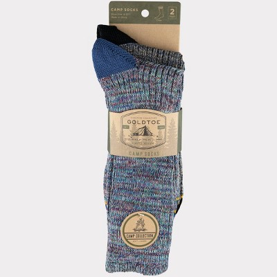 Signature Gold by GOLDTOE Men's Marbled Boots Socks 2pk - Navy/Black 6-12.5