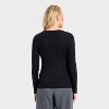 Women's Slim Fit Long Sleeve Embellished Ribbed Top - A New Day™ - 2 of 4