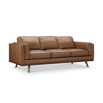 Keswick Tufted Leather Sofa Brown