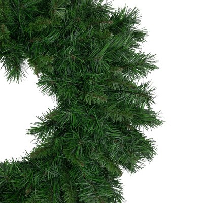 24-Inch Green Artificial Pine Christmas Wreath with Metal Frame