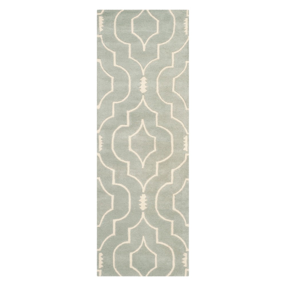 2'3inx11' Runner Dianne Geometric Tufted Accent Rug Gray/Ivory - Safavieh