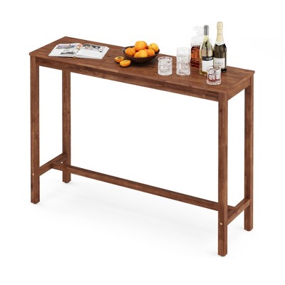 Arceso Outdoor Bar Table, 53" Patio Bar Height Counter Table, Waterproof HDPS Slatted Top Console Table