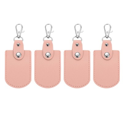 Unique Bargains Office Car ID DIY PU Leather Key Fobs with Key Rings 4 Pcs