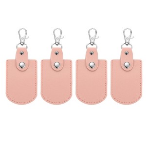 Unique Bargains Office Car ID DIY PU Leather Key Fobs with Key Rings 4 Pcs - 1 of 4