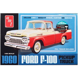 Skill 2 Model Kit 1960 Ford F-100 Pickup Truck with Trailer 3-in-1 Kit 1/25 Scale Model by AMT - 1 of 4