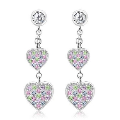 Chanteur Hypoallergenic Kids Jewelry Accessories Heart Dangle CZ White Gold Palladium Plating Stud Earrings Surgical Titanium Posts