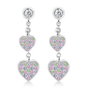 Chanteur Hypoallergenic Kids Jewelry Accessories Heart Dangle CZ White Gold Palladium Plating Stud Earrings Surgical Titanium Posts - 1 of 1