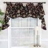 RLF Home Strawberry Fields 3-Scoop Victory Swag for your Your Home Decor 4" Top Tabs Center 25" Tails 50" x 18" Black - 2 of 3