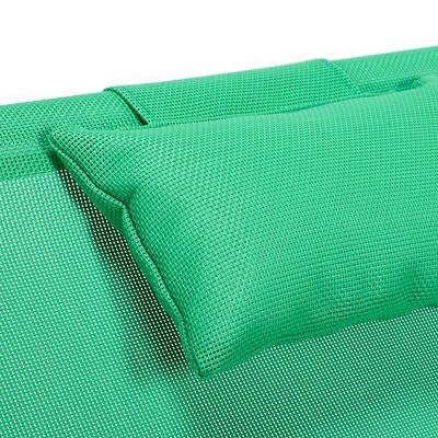 Sunset Green Outdoor Sling Lounge Chair with Headrest