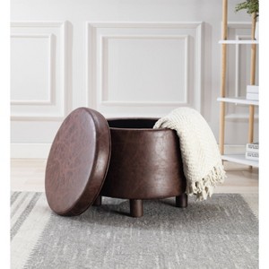 Round Storage Ottoman with Lift Off Lid - WOVENBYRD - 1 of 4
