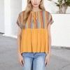 Anna-Kaci Women's Short Sleeve Boho Peasant Top with Tie Front and Striped Print for Casual Everyday Wear - 4 of 4