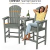VINGLI Tall Adirondack Chairs Set of 2, HDPE Balcony Chair with Double Connecting Tray All Weather Outdoor Bar Stools for Deck Lawn Pool (Grey) - 3 of 4
