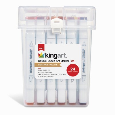 KINGART PRO Double-Ended Markers 24 Portrait Colors