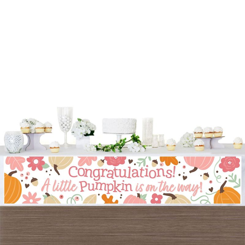 Big Dot of Happiness Girl Little Pumpkin - Fall Baby Shower Decorations Party Banner, 3 of 8
