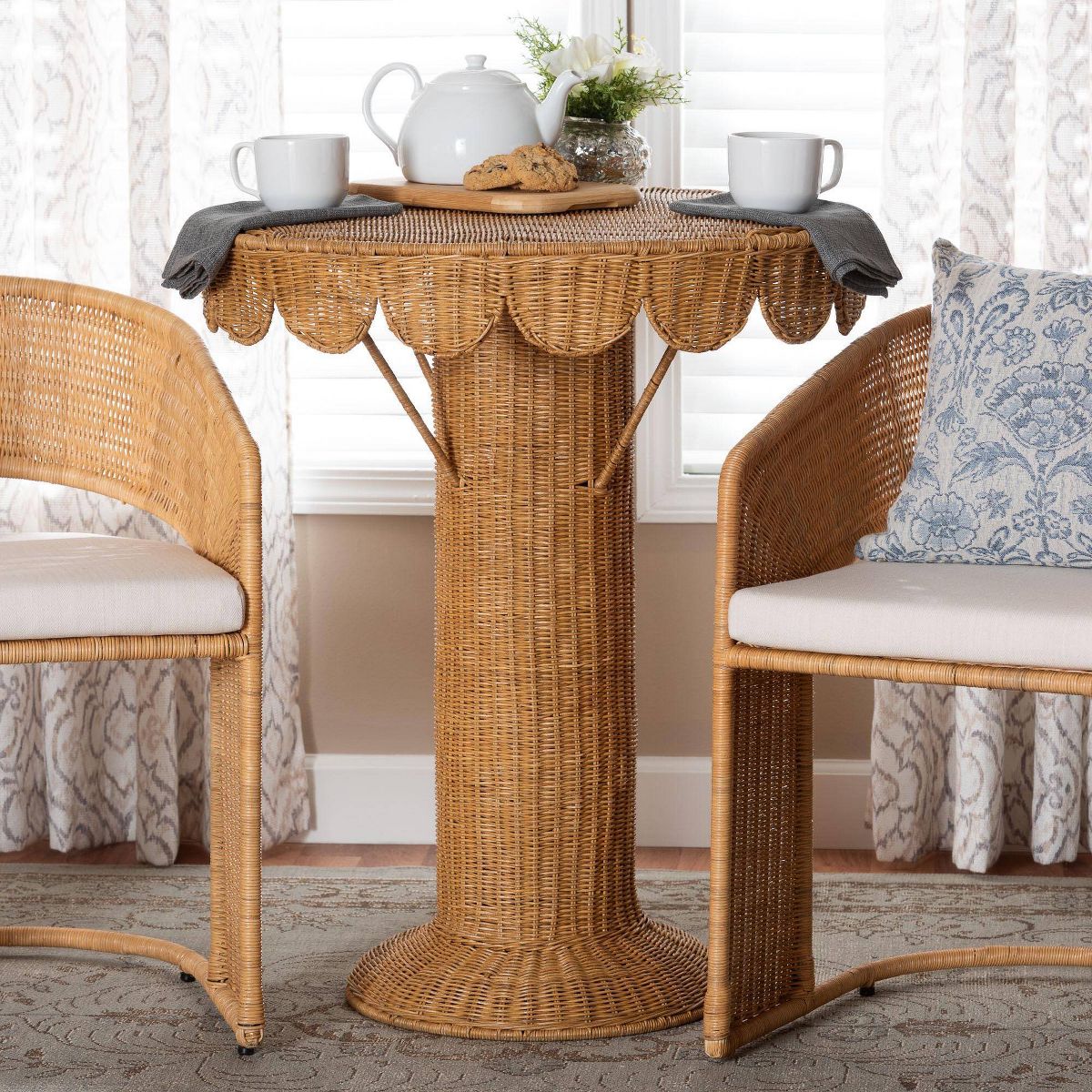 bali & pari Pabla Rattan Scalloped Accent Table Light Honey - thumbnail 2