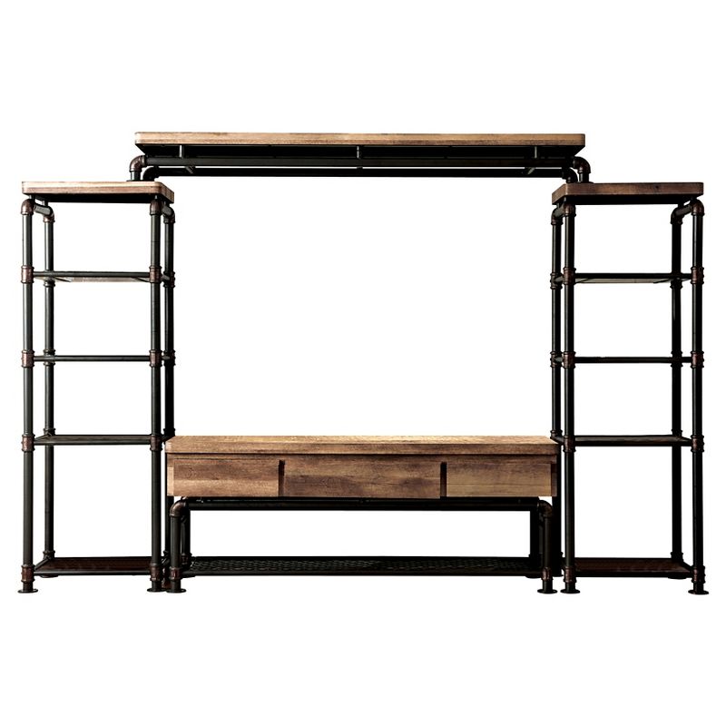 4pc Stonehedge Industrial Pipe Inspired Entertainment Console Black/Natural - HOMES: Inside + Out, 1 of 6