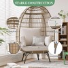 GustoWave Patio Rattan Egg Chair, Oversized Egg-Shaped Basket Chair, Metal Frame Stand, PE Rattan Egg Lounge Chairs with Cushions - 4 of 4