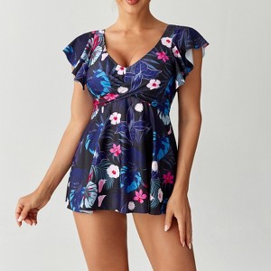 Women Printed Two Piece Tankini Swimsuits Tummy Control Swim Dress High  Waisted Bikini Bottoms : Target