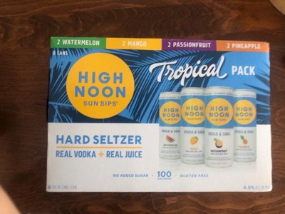 High Noon Sun Sips Hard Seltzer, Vodka & Soda, Tropical - 8 pack, 355 ml cans