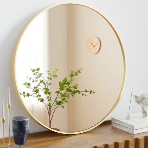 Lyngins Round Bathroom Mirror for Over Sink, Silver-Plated HD Wall Mirror, Rustproof Aluminum Alloy Bathroom Decor, Mirrors for Bathroom Sink & Home - 1 of 4