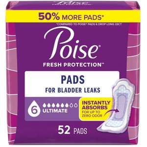 Poise Ultimate Absorbency Incontinence Pads - Long - 52ct - 1 of 4