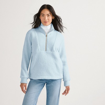 Lands' End Women's Rib Collar High Pile Fleece Pullover