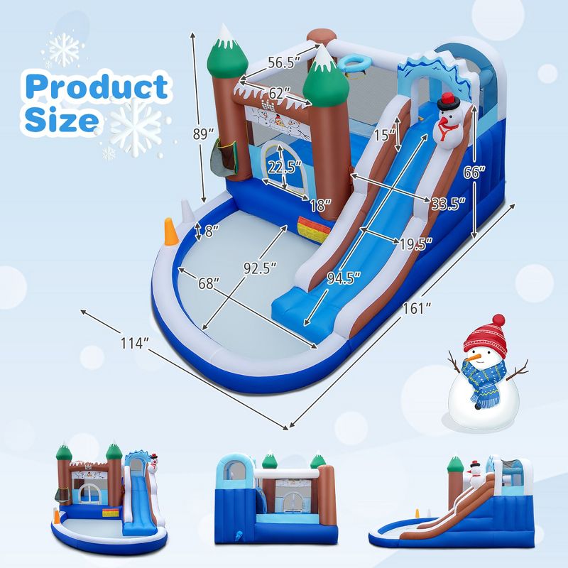 Costway 6-in-1 Winter Theme Snowman Inflatable Castle Kids Bounce House without Blower, 3 of 11