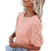 Women's Lightweight Short Sleeve Crewneck Sweaters Knit Pullover Tops with Casual Crochet Sleeve Blouse,Lotus Pink - S - 2 of 3