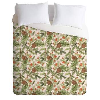 Full/Queen Dash and Ash Cabin in the Woods Duvet Cover Set Green - Deny Designs