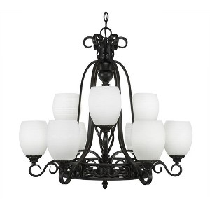 Toltec Lighting Elegante 9 - Light Chandelier in  Dark Granite with 5" White Linen  Shade - 1 of 1