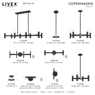 Black Industrial 5-Light Chandelier with Nickel Accents