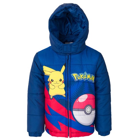 Pokemon Pikachu Ivysaur Wartortle Big Boys Zip Up Puffer Jacket Navy 10 12 Target