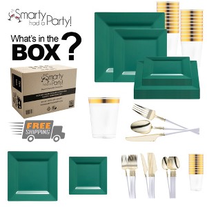 Smarty Had A Party Hunter Green Square Plastic Tableware Set - 120 Sets - 1 of 4