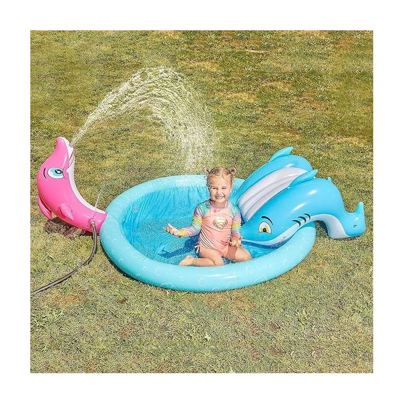Syncfun 60” Inflatable Sprinkler Kiddie Pool with Slide, Sprinkler Pool Play Center Toy for Kids Toddlers Seasonal Merriment Activity, 2 of 6