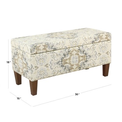 Modern Ebony and Cream 36" Upholstered Storage Bench