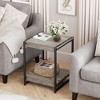 20'' Large Square Farmhouse Wood Storage End Table with 2 Tier Shelf- Modern Metal Frame Bed Couch Sofa Side Table/Nightstand，Accent Furniture - 2 of 4