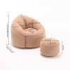 Bean Bag Chair with Ottoman, Comfy Bean Bag Sofa Chair, Modern Accent Bean Bag Chairs with Footstool for Living Room Bedroom Apartment Dorm - 4 of 4