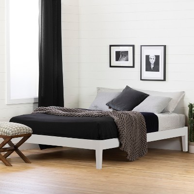 HomeStock Solid Wood Platform Bed, Queen, White