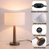 11.8" Brushed Antique Bronze Metal Table Lamp with Linen Cylinder Shade for Bedside, Living Room, Workspace, Bar, Hotel, or Display - 2 of 4