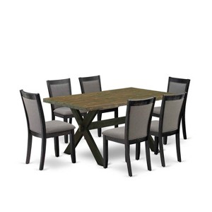 HomeStock 7-Piece Distressed Jacobean Finish Solid Wood Top Dining Table with 6-Parson Chairs - 1 of 4