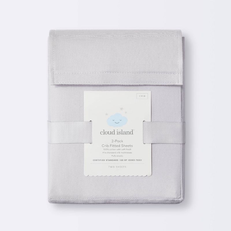 Fitted Crib Sheets Solid 2pk - Cloud Island&#8482; Gray, 5 of 6