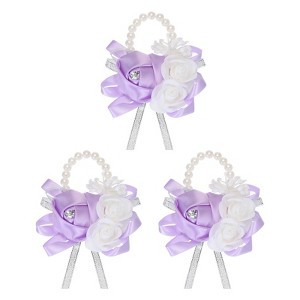 Unique Bargains Decorative Wedding Prom Party Artificial Rose Wrist Corsages - 1 of 3