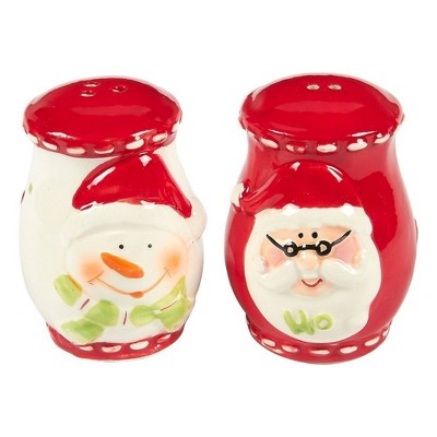 Juvale 2 Pack Christmas Salt Pepper Shakers, Ceramic Santa and Snowman Decor (2 x 2.8 In)