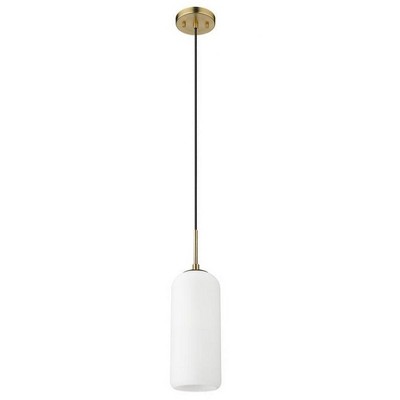Monty Heritage Brass and Glass Mid-Century Modern Pendant Light