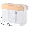 Versatile Kitchen Island: 2 Drop Leaf, 5-Wheel Rolling Cart, Power Outlet, Folding Dining Table with Spice & Towel Rack - 2 of 4
