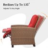DOMETOUR Indoor & Outdoor Recliner, All-Weather Wicker Reclining Patio Chair, Red Cushion (Red,1 Chair) - 3 of 4
